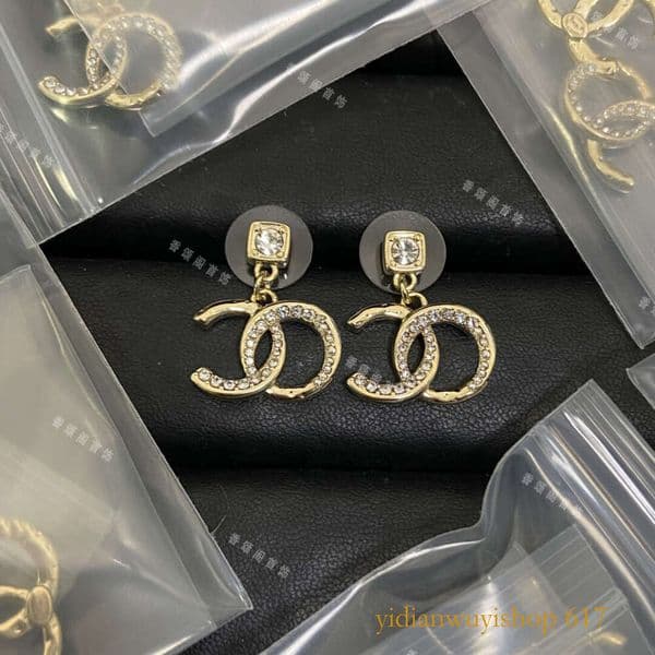 Designer Jewelry cc earrings Double C Letter Pearl Stud Elegant Drop Earrings channels studs 5cb8
