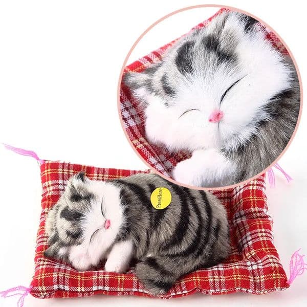 Simulation Animal Doll Plush Sleeping Cats Toy With Cushion Can S Out with Sound Kids Gift Stuffed Desk Ornament260617