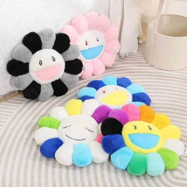Aesthetic Sunflower Plush Cute Flower Stuffed Rainbow Floral Decorative Pillow Office Chair Back Cushion Decor 26Y0617