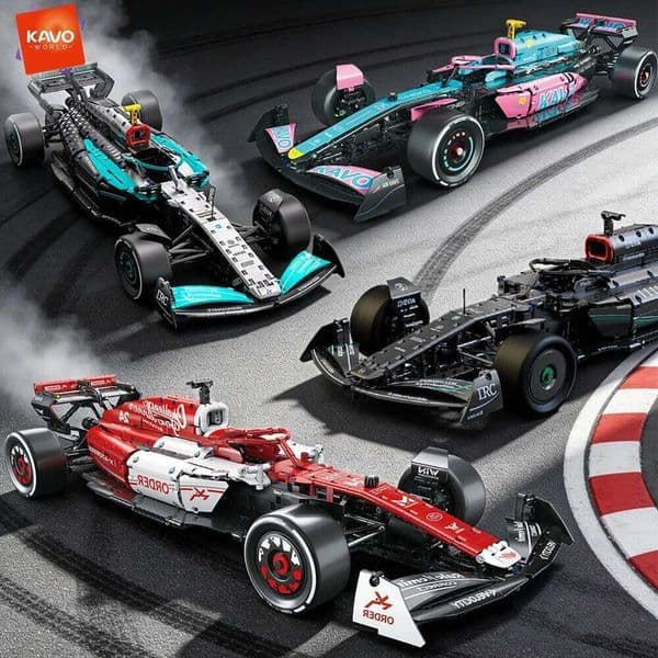 KAVOWORLD 1:8 Track Race Car Bricks Kit Flexible Steering Openable Tail Home Desktop Ornament for Stress Relief Bonding Activity J260617