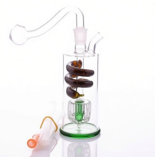 Wholesale colorful 10mm female mini Thick heady Spiral Recycler Water smoking pipe Glass Oil Burner Bong Hookahs Bubbler Water Pipe