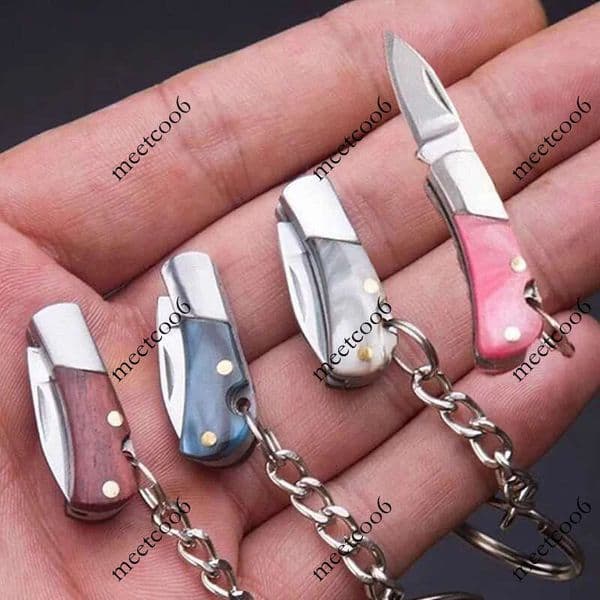 Mini Folding Knife Pendant Keychains Outdoor Hiking Camping Portable Penknife Keyrings Peel Fruit Tools Small Gifts SouvenirX240919