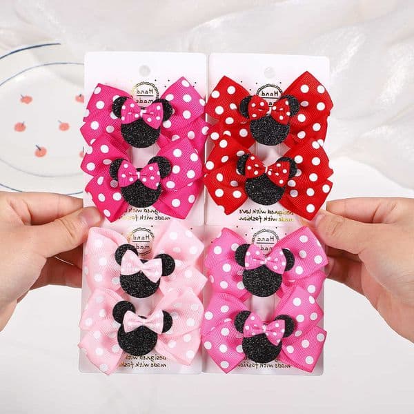 hair 2Pcs/lot bows 39inch big bangs clip for little girls cartoon party headdress sweet polka dot bow hair clip setR260617