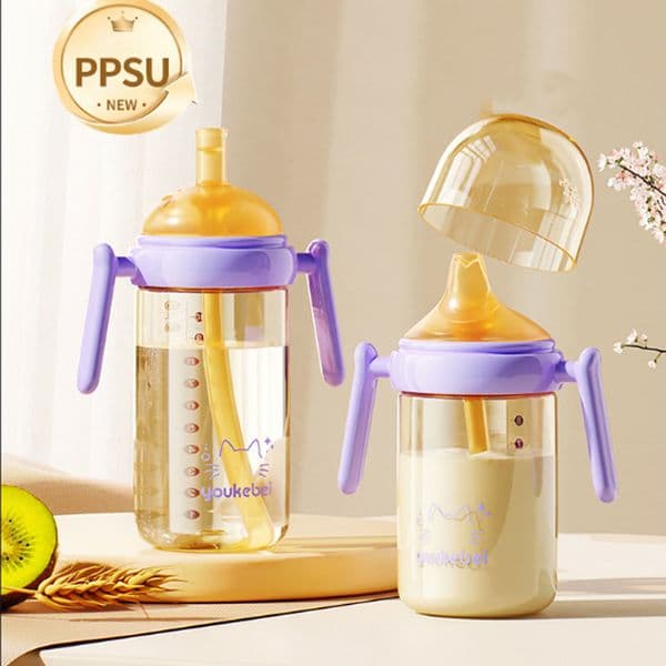 PPSU wide caliber baby bottle/duckbill/suction nozzle/240ml 300ml temperature sensing scale
