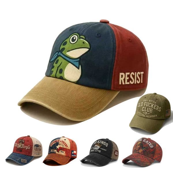 Frog Resists Washed Cotton Hat for Men Vintage Dad Hat Printed Soft Top Baseball Cap L260616