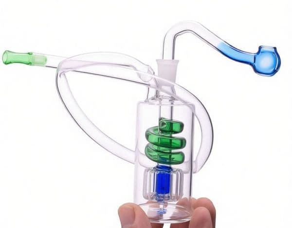 Portable colorful mini Thick heady Spiral Recycler Water smoking pipe Glass Oil Burner Bong Hookahs Bubbler Water Pipe with 10mm male bagner bowl