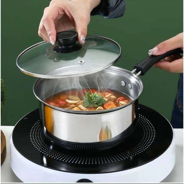 Double Ear Stainless Steel Small 18cm Baby Food Noodle Non Stick Induction Cooker Milk Soup Pot