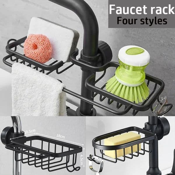 Kitchen Sink Drain Rack Sponge Storage Basket Faucet Holder Space Aluminum Soap Drainer Shelf Organizer Bathroom Accessories 260617