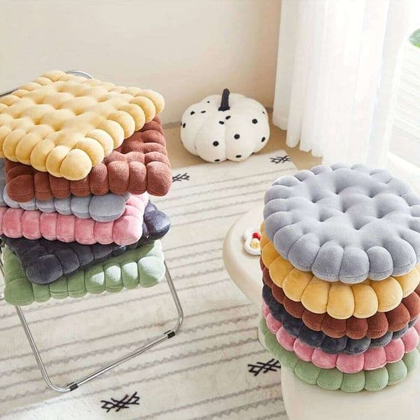 Large Biscuit Shape Plush Cushion,Soft Creative Pillow Chair Seat Pad, Decorative Cookie Japanese Tatami Back Cushion 26Y0617
