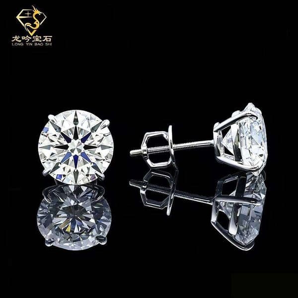0.5Ct-5Ct IGI Certified Round Lab Grown Diamond 14K 18K White Gold 4 Prong Screw Back Stud Earrings For Women Gift
