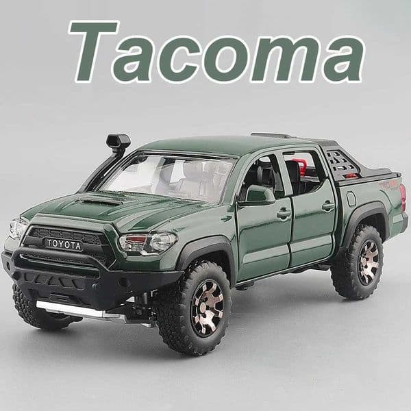 1 32 Tacoma RAM Mammoth Alloy Off-road Vehicle Diecast Model Toys Car Rubber Tires Pull Back Doors Opened Ornament Friends Gift Y260617XBKO