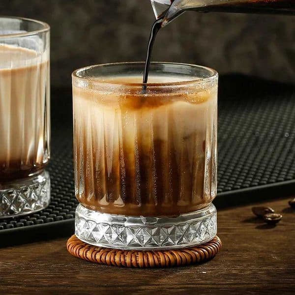 13OZ 2pcs Set Whiskey Glasses Tumbler Diamond Carved Wine Cups Crystal Barware Light Luxury Beer Mug Transparent Cocktail Glass J260617