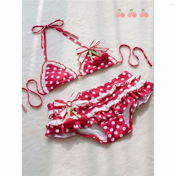 Women's Swimwear 2026 Beach Style Bikinis Beachwear Bathing Suit Sexy Lace-up Splicing Vintage Y2k Bikini Sets Holidays Swimsuit Women