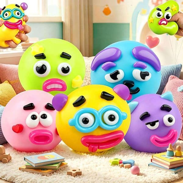 DIY Sticky Face Stress Balls, Super Soft Slow Rising Squishy Fidget Toy, Funny Venting Squeeze Stress Relief Toy for Kids Adults Anxiety Relief