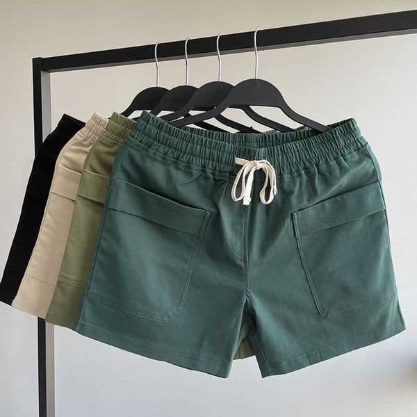 Casual Summer Running Shorts Men Black Gym Fitness Shorts Comfortable Casual Drawstring Waist Solid Multiple Pockets Shorts M260617