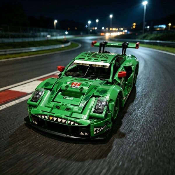 1313pcs Hot-selling Car Building Blocks, 1:8 Green 911GT3 Supercar Model Toy, Kids Holiday & Birthday Gift W260617