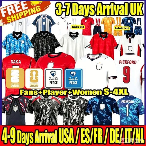 S 4XL england football kit 2026 shirts BELLINGHAM KANE England World Cup 2026 Soccer Jerseys RICE SAKA FODEN RASHFORD england shirts 2026 mens Retro Football Shirt