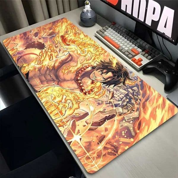 Anime Japan Flame Mouse Pad XXL PC O-one P-piece Gamer Cabinet Keyboard Rug Laptop P-portgas D A-ace Mousepad Desk Mat Boy Gift D260618