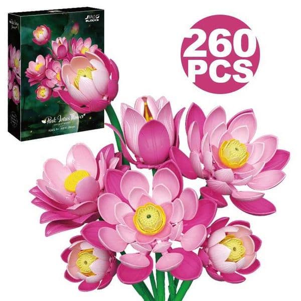 2026 NEW 260PCS lotus Bouquet Building Blocks Pink Immortal Flower Home Desk Plant Decoration Assemble Bricks Toy Gift For Girls Y2606187869