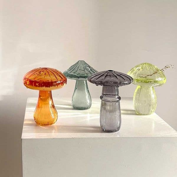Mushroom Plant Glass Vase Creative Modern Decorative Vases Room Vase Plants Plant Glass Bud Vases Living Room Decoration C260618