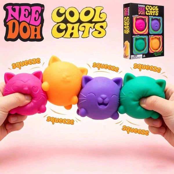 Schylling NEEDOH Cute Cat Squishy Slow Rise Stress Relief Ball Fidget for Adult Kids Anti-Anxiety Sensory Toys 26L0618