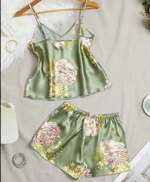 Summer New Womens Sexy Fashion Printed Pajama Set Satin Comfortable Breathable Soft Home Clothes Strap Sleeper Two Piece Set J260618