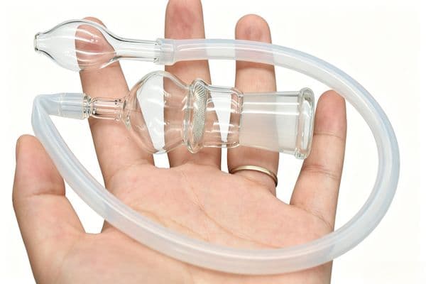 Clear Glass Aroma Tube L Sharp 14MM/18MM Female Glass smoking adapter Glass Elbow Adapter with Silicone hose for water bongs hookah