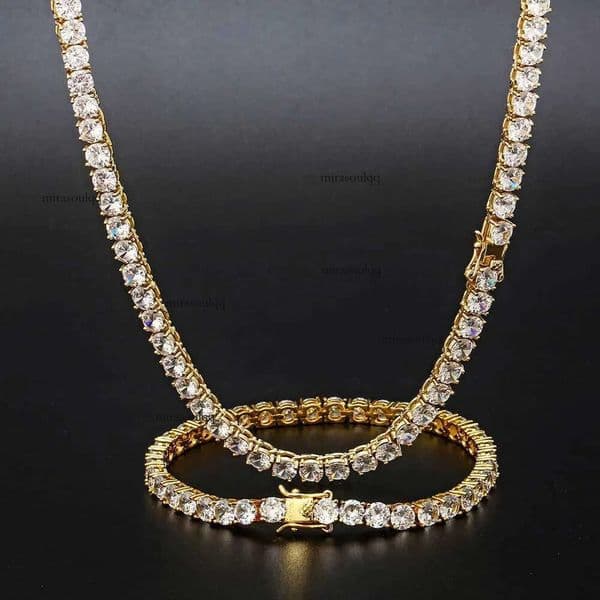 moissanite necklace Most affordable 925 Silver pass chain hip hop diamond tennis Diamond necklace for men and women a14