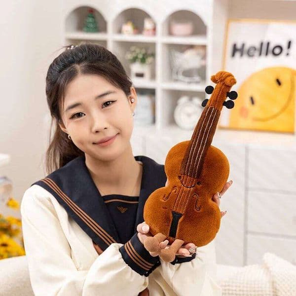 Cute Musical Plush Toys Soft Violin Guitar Pipa Tuning Fork Note Stuffed Doll Instrument Gift for Kid Music Lover Birthday Gifts 26Y0610