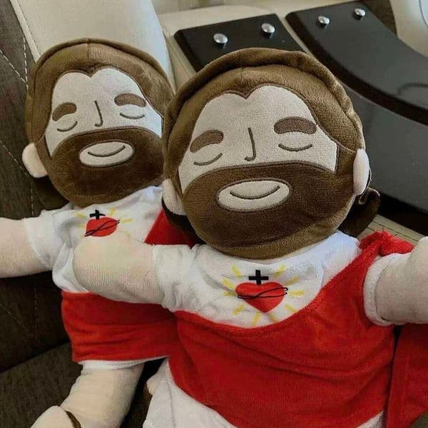 2026 New Jesuit breathing, glowing, soothing newborn sleep toy, cute plush doll W260618