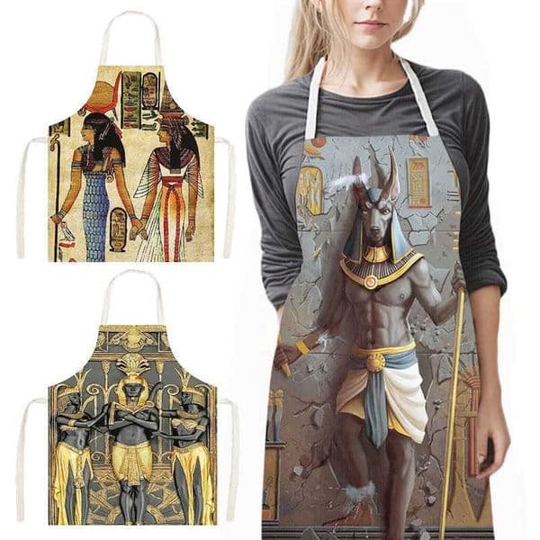 ical Egyptian Art Cooking Sleeveless Aprons Pharaoh Anubis Kids Bib Women Baking Apron Household Cleaning Tools Chef Apron D260618
