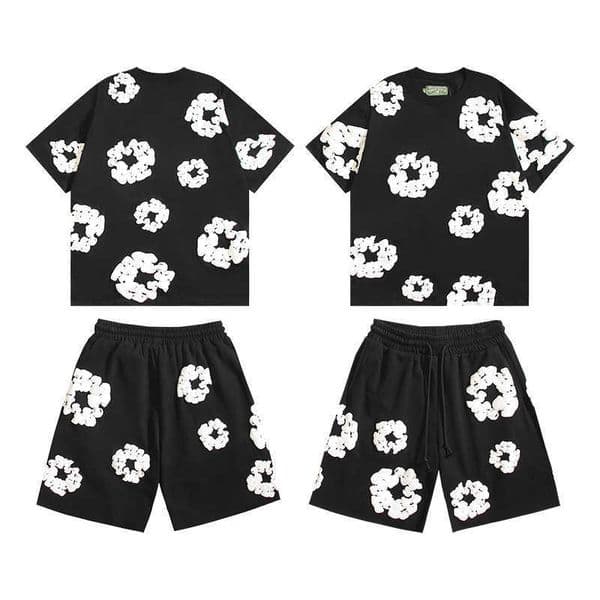 Men Casual Designer Short Pants Set Printing Seach Shorts Fashion Street Vacation Denim Multi-Color Tshirts