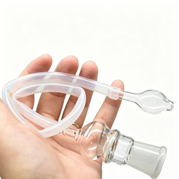Wholesale Glass Aroma Tube L Sharp 14MM/18MM Female Glass smoking adapter Glass Elbow Adapter with Silicone hose for water bongs hookah