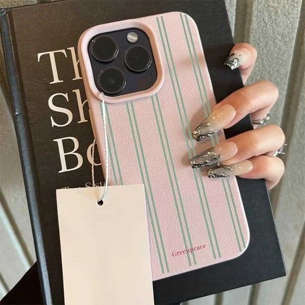 Stripe The Green Lichee Pattern Phone Case For iPhone 16 15 14 13 12 11 Pro Max 16 15 14 Plus Shockproof Silicone Phone Cover J260618