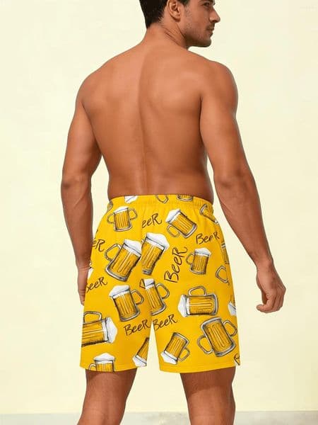 Men's Shorts Selling Top Beverage Cup Art Print Men Lightweight Swim Trunks Breathable Beach Pool Party Summer Holiday Gift