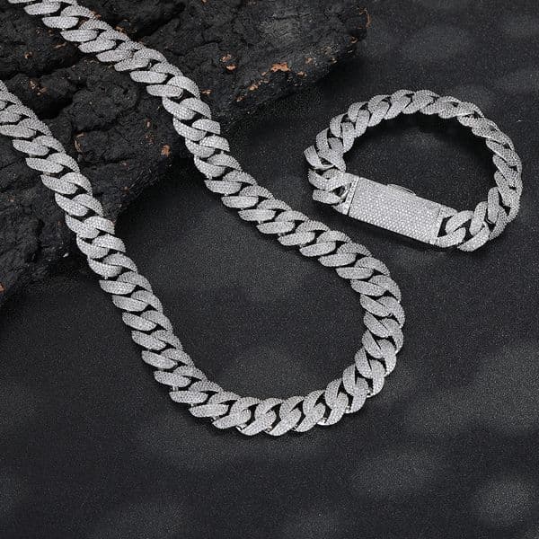 15mm Hip Hop TopBling 5A Zircon Bubble Miami Cuban Chain Necklace Bracelet 18K Real Gold Plated Jewelry