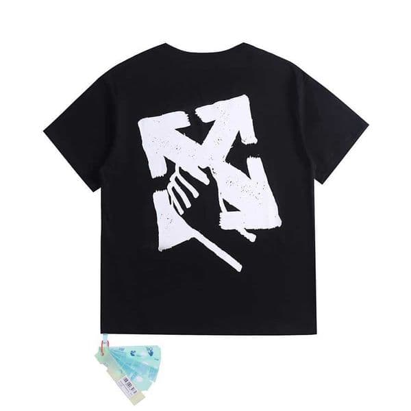 Designer's high-quality clothing Spring/Summer New OW Round Neck Pullover Short Sleeve with Palm Arrow Pattern Unisex