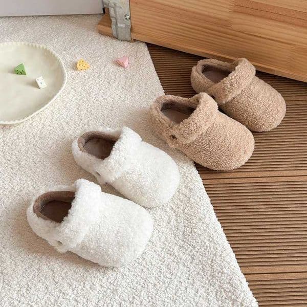 Children Cotton Slippers Short Plush Warm Casual Flats Shoes Girl Trend Walking Cozy Home Winter Snow Botas De Mujer 21-30 Q260618
