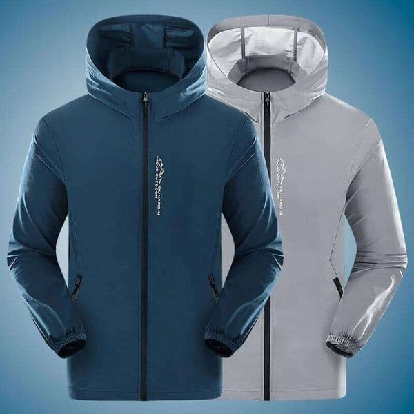 2PC Mix Color Hooded Sunscreen Coats Men's Breathable Sport Waterproof Jacket Summer UV Protection Outdoor Fishing Skin Clothing