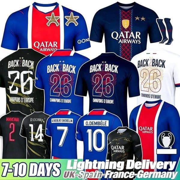 26 27 PSGES O.DEMB0ELE D.DOUE soccer jerseys ZABARNYI HAKIMI KVARATSKHELIA JOAO NEVES BARCOLA hommes enfant 2025 2026 psgLy football shirts men kit maillot de foot