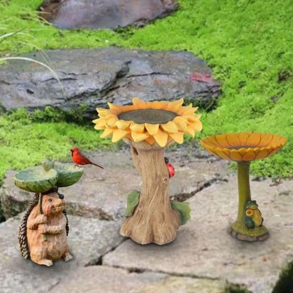 Resin Bird Feeder, Statue, Sculpture, Fence, Yard, Garden, Bird Bath, Bowl,