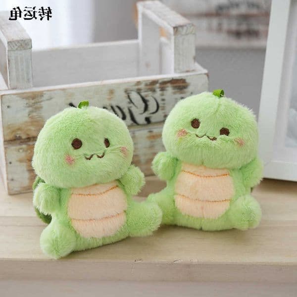 Inch 4 Mini Plush Keychain Cute Green Fluffy Turtle Stuffed Animal Toy Keyring Bag Charm S260621