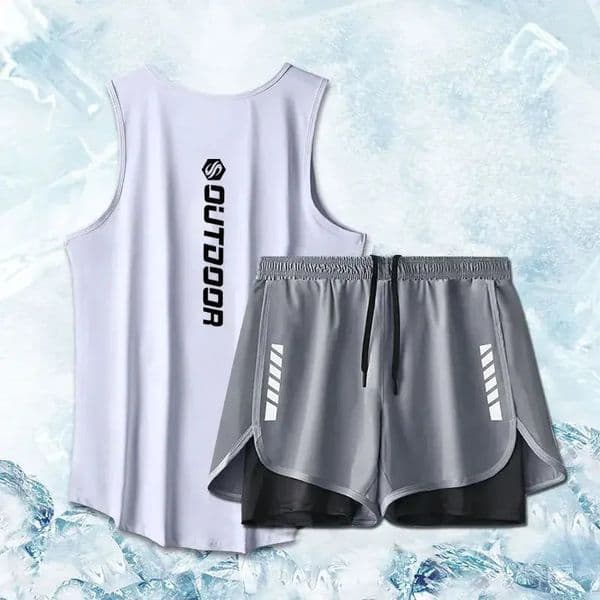 Sport Suits Men Summer Thin Quick Drying Vestshorts Mans Set Fitness Running Suit Two-piece Set Mesh Ventilation Tracksuit 260622