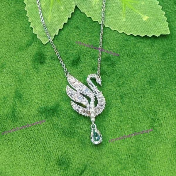 Swarovskiity Designer Necklace Swan Water Drop Pearl Necklace Women Element Crystal Collarbone Chain for Women