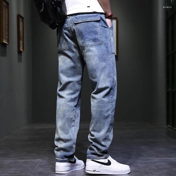 Men's Jeans Light Blue Summer Models Thin Straight Loose Breathable Denim Trousers For Men Large Size 29-44
