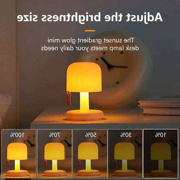Led Sunset Night USB Rechargeable Mushroom Table Lamp Minimalist Desk Bedside Bedroom Bar Room Decor Atmosphere Mood Light Z260127 S260622
