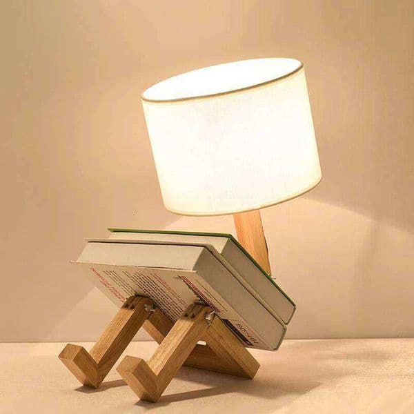 Table Wooden Creative Robot Shape Indoor Study Fashion Reading Desk Lamp Nordic Modern Desktop Decorative Night Light Z260127 S260622