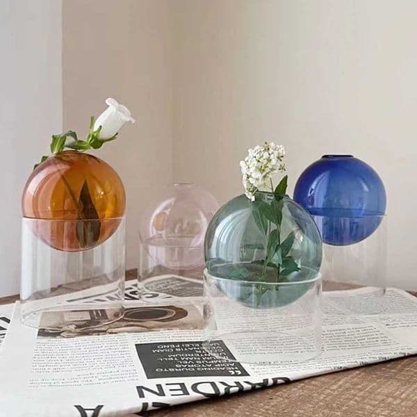 Creative Spheroidal Glass Vase Flower Arrangement Hydroponic Plant Vases Flower Pot Plants Bonsai Office Tabletop Home DecorZ260622