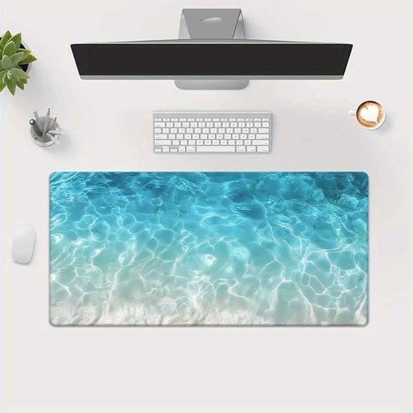 Breeze Ocean Large Mousepad Non-Slip Rubber Desk Mat for Gaming Office Blue Aquatic Design Durable Stain Computer Mouse Pad D260622