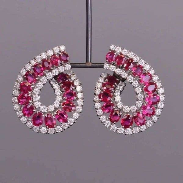 Luxury Fashion Silver Color Inlaid Pink Cubic Zirconia Dangle for Women Delicate Engagement Wedding Earrings Jewelry